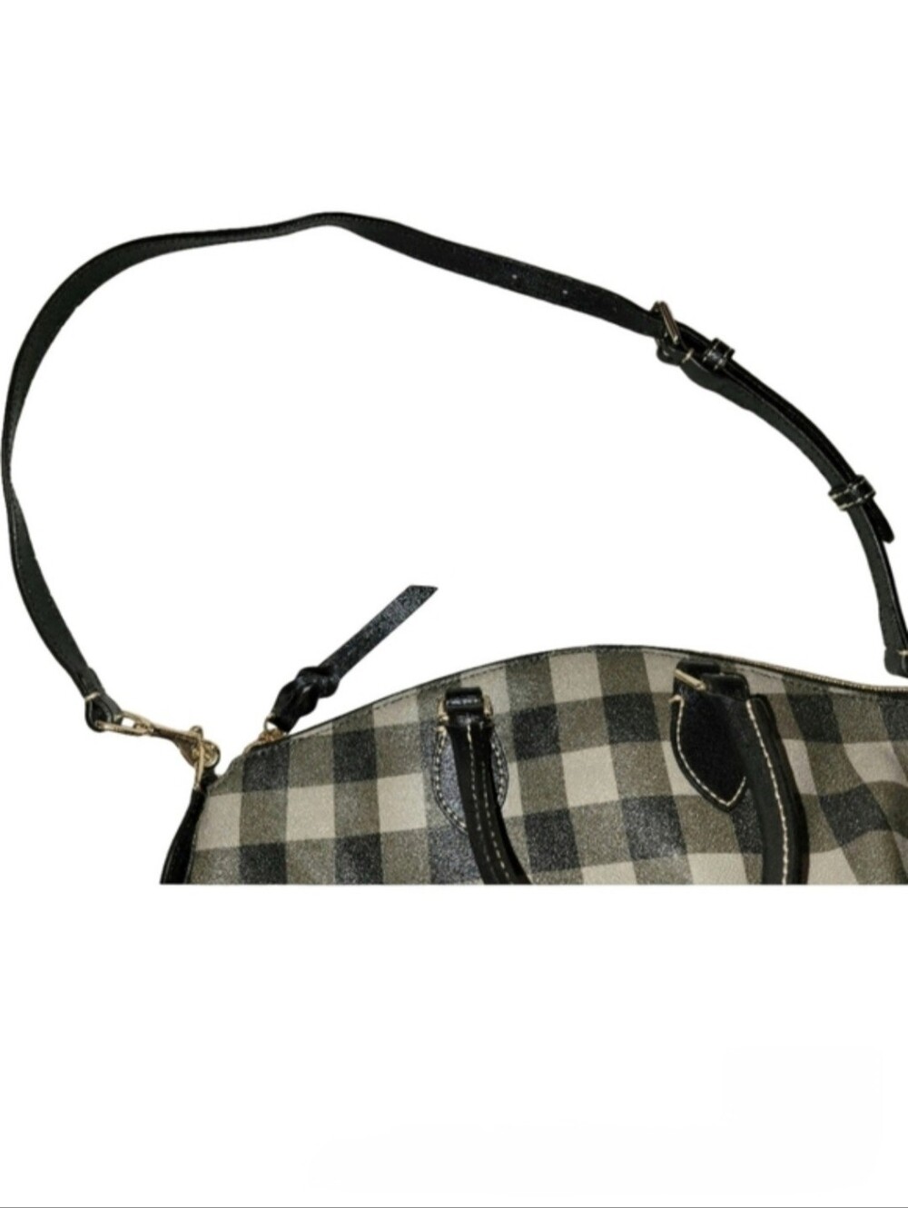 Dooney & Bourke Tucker Buffalo Plaid Darcy Satchel Black Charcoal Gray Tote - Picture 13 of 13